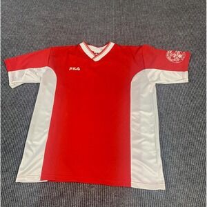 VTG Fila Soccer Jersey Adult Small Red Embroidered Made in Italy Little Caesars